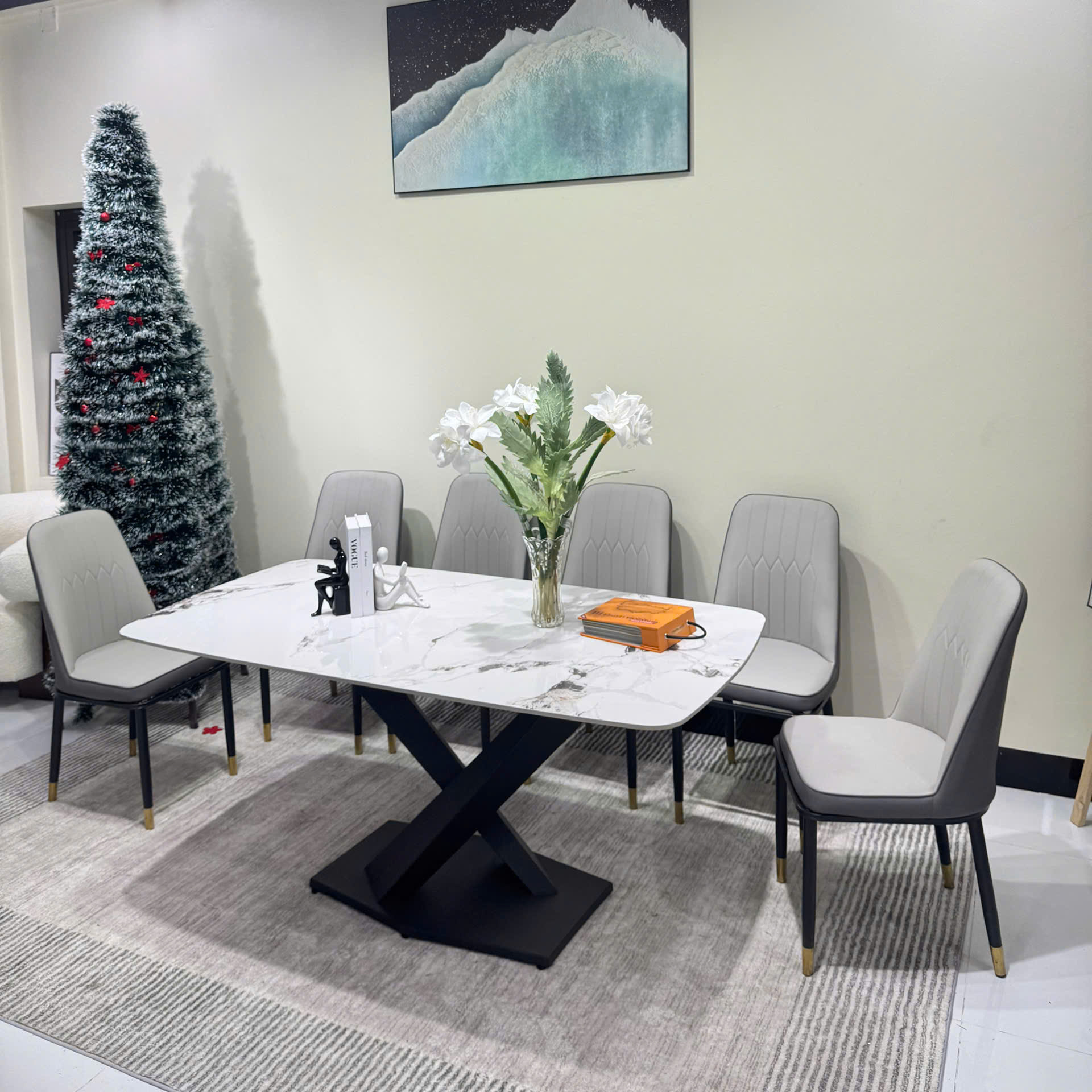 BÀN ĂN MẶT ĐÁ CHÂN CHỮ X ERICA – DP02