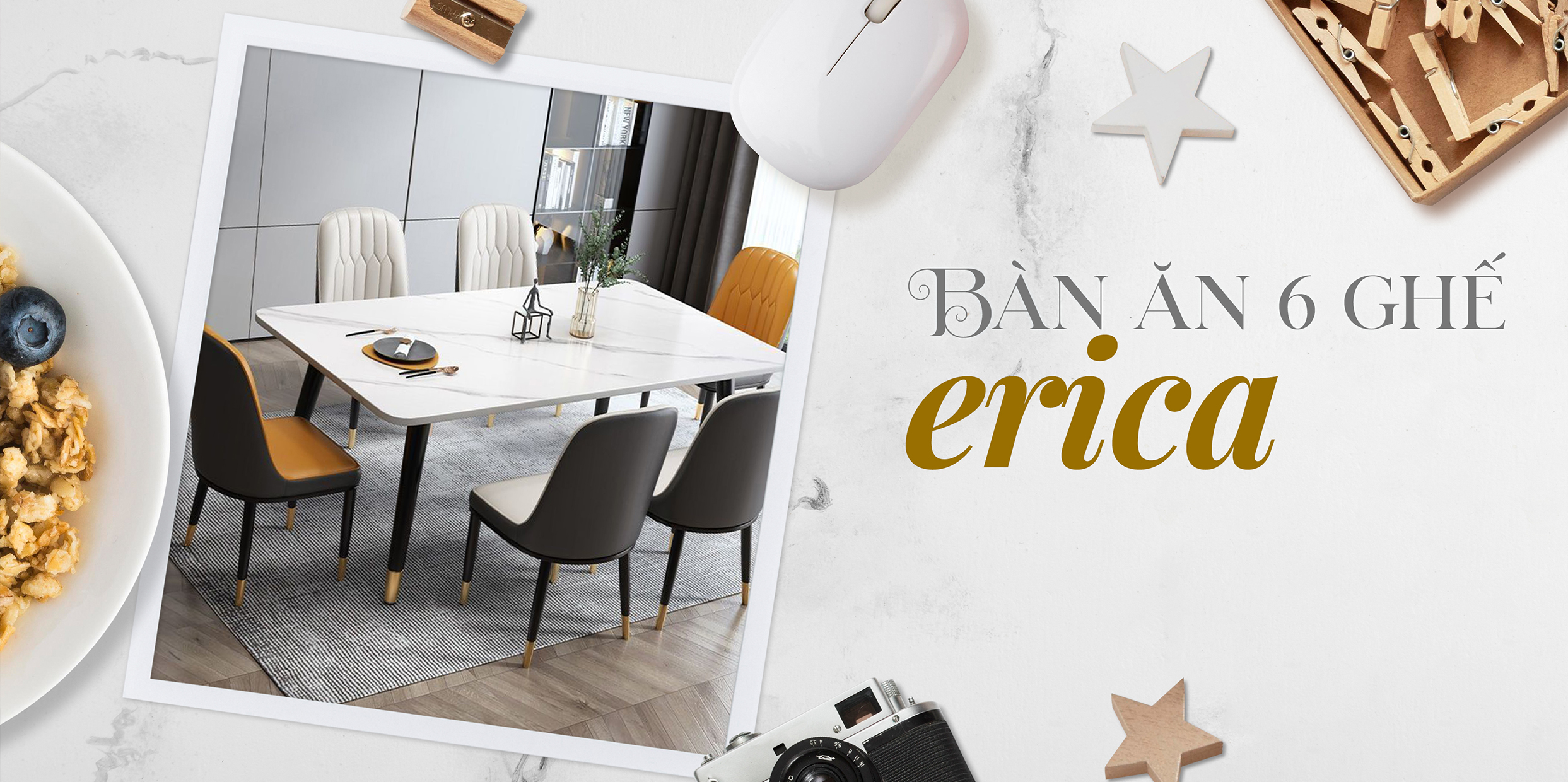 TỔNG HỢP CÁC BỘ BÀN ĂN 6 GHẾ CÓ THIẾT KẾ ĐẸP &amp; GIÁ ƯU ĐÃI CỦA NHÀ ERICA